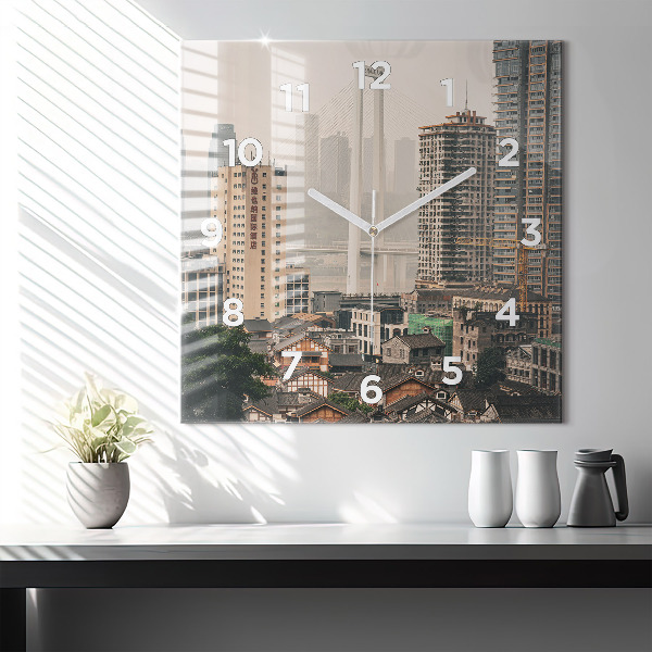 Zegar ścienny kwadratowy Stare miasto w Chongqing