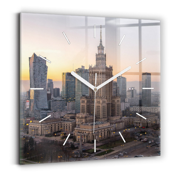 Zegar ścienny kwadratowy Panorama Warszawy