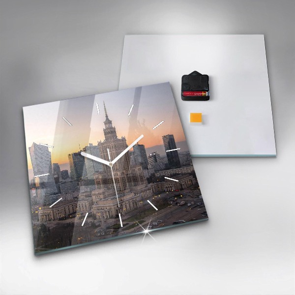 Zegar ścienny kwadratowy Panorama Warszawy