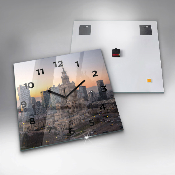 Zegar ścienny kwadratowy Panorama Warszawy