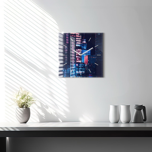 Zegar ścienny kwadratowy Warszawa w nocy