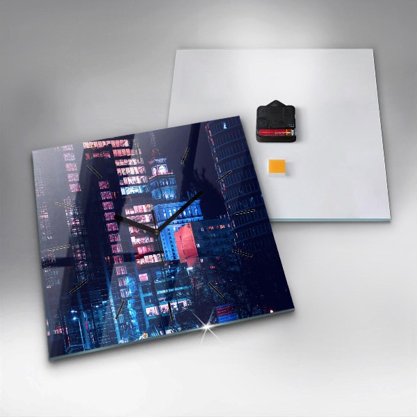 Zegar ścienny kwadratowy Warszawa w nocy