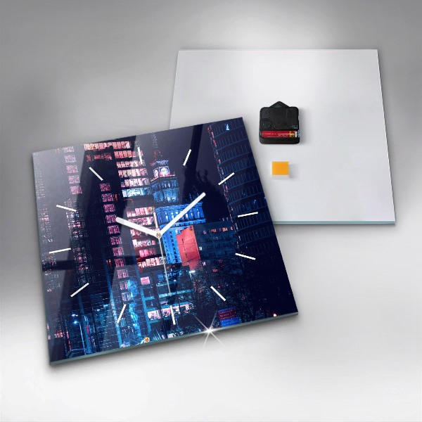 Zegar ścienny kwadratowy Warszawa w nocy