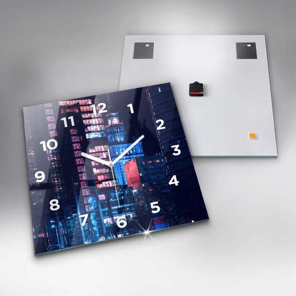 Zegar ścienny kwadratowy Warszawa w nocy
