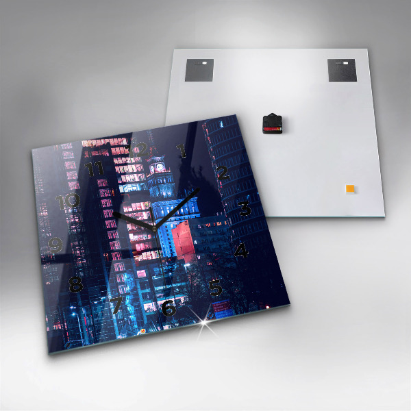 Zegar ścienny kwadratowy Warszawa w nocy