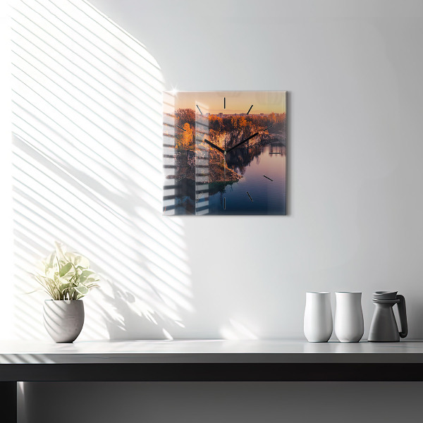 Zegar ścienny kwadratowy Kraków jezioro Zakrzówek