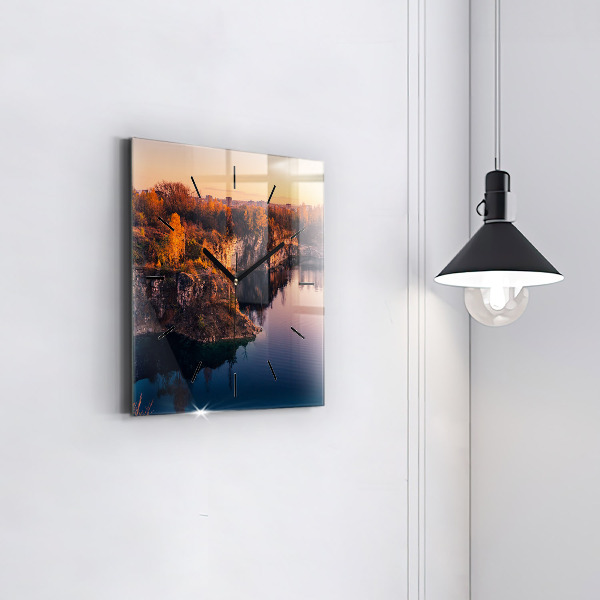 Zegar ścienny kwadratowy Kraków jezioro Zakrzówek