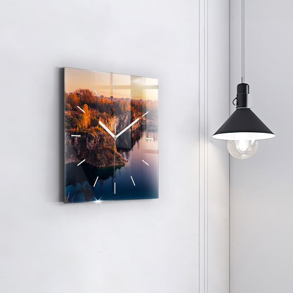 Zegar ścienny kwadratowy Kraków jezioro Zakrzówek