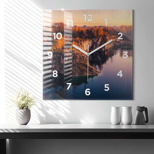 Zegar ścienny kwadratowy Kraków jezioro Zakrzówek