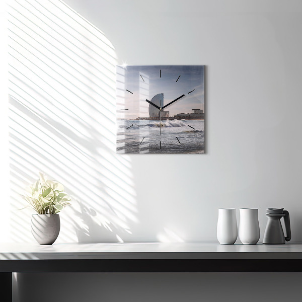 Zegar ścienny kwadratowy Barcelona Surfer