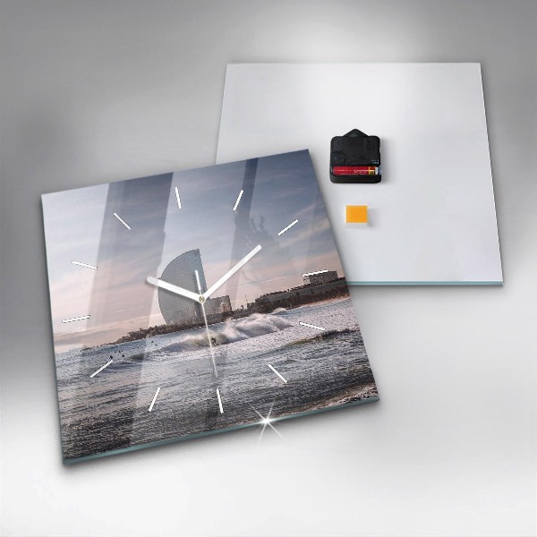 Zegar ścienny kwadratowy Barcelona Surfer