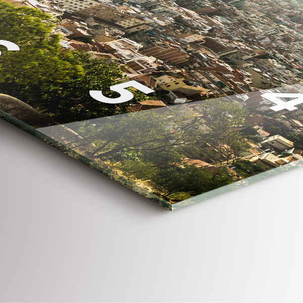 Zegar ścienny kwadratowy Barcelona widok Montjuic