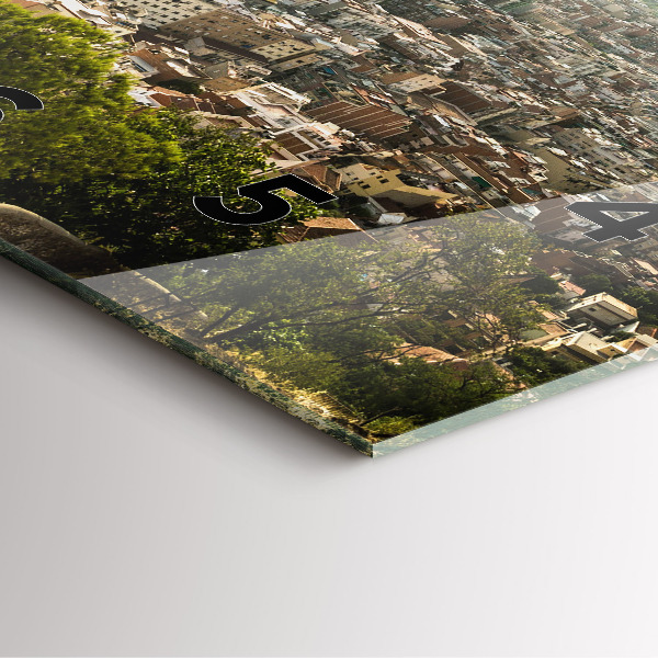 Zegar ścienny kwadratowy Barcelona widok Montjuic