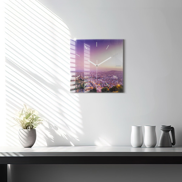 Zegar na ścianę kwadratowy Barcelona Bunkers El Carmel