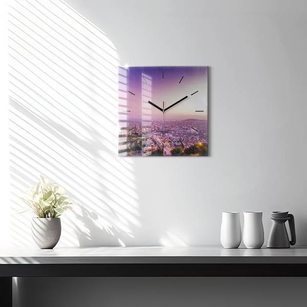 Zegar na ścianę kwadratowy Barcelona Bunkers El Carmel