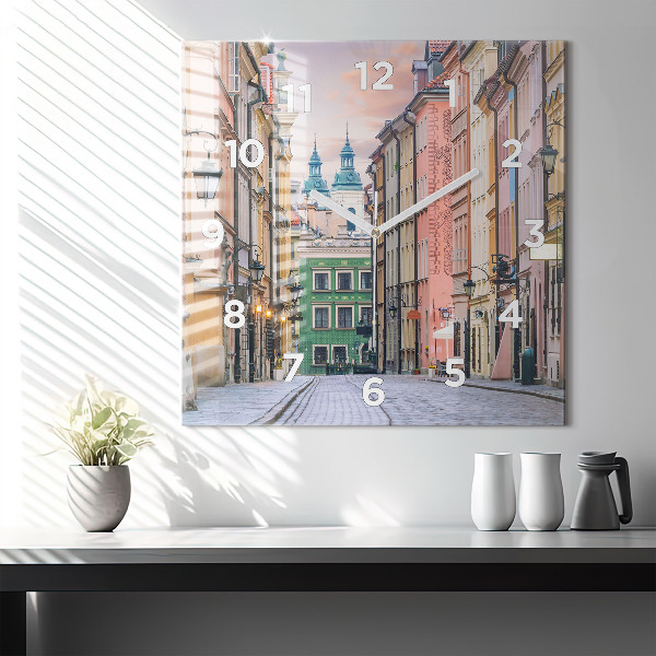 Zegar na ścianę kwadratowy Stare miasto w Warszawie