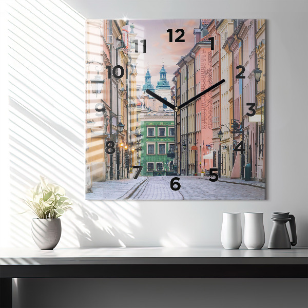 Zegar na ścianę kwadratowy Stare miasto w Warszawie