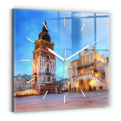 Kwadratowy zegar Rynek Główny w Krakowie