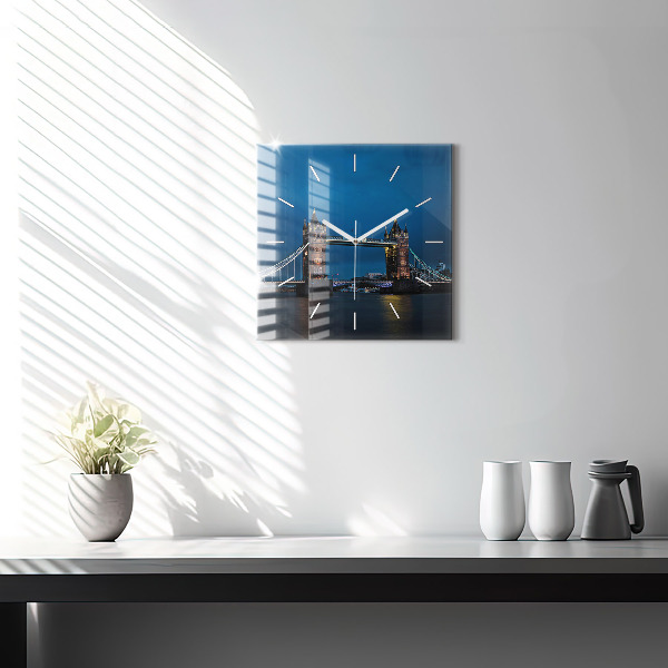 Zegar ścienny kwadratowy Tower Bridge Londyn nocą