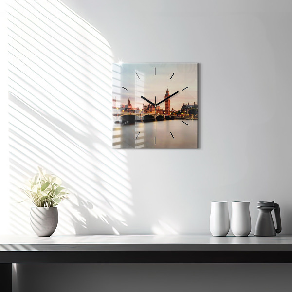 Zegar ścienny kwadratowy Big Ben panorama Londynu