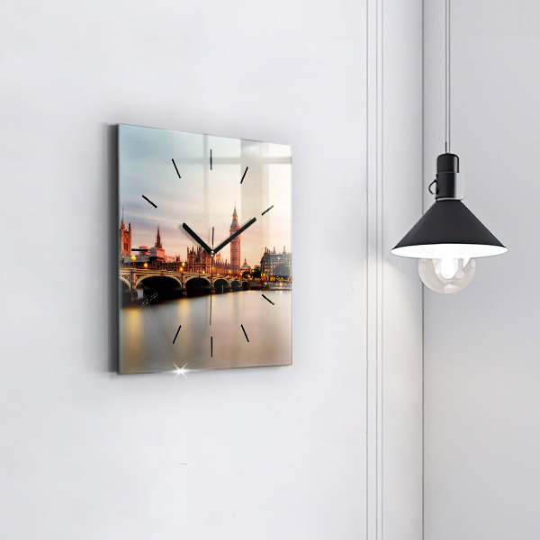 Zegar ścienny kwadratowy Big Ben panorama Londynu
