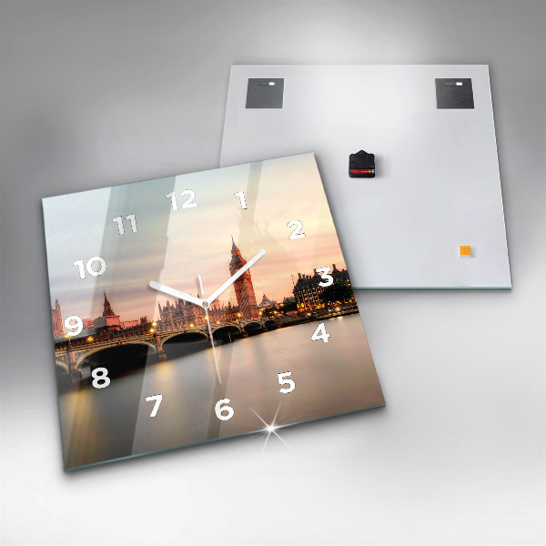 Zegar ścienny kwadratowy Big Ben panorama Londynu