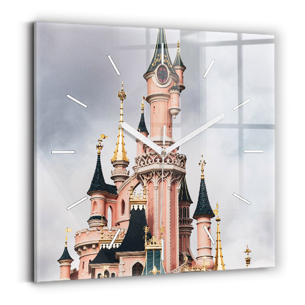 Zegar ścienny kwadratowy Zamek Disneyland w Paryżu