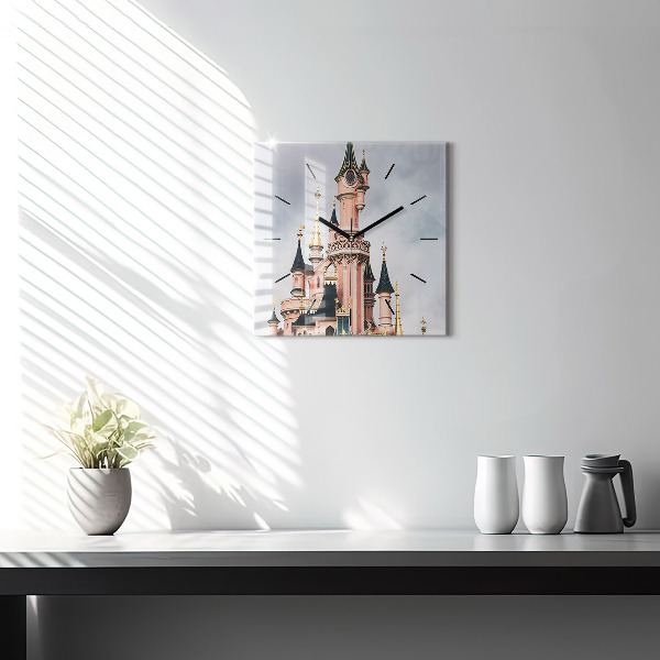 Zegar ścienny kwadratowy Zamek Disneyland w Paryżu