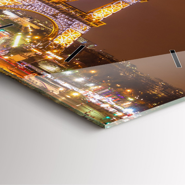 Zegar ścienny kwadratowy Oświetlona Wieża Eiffla