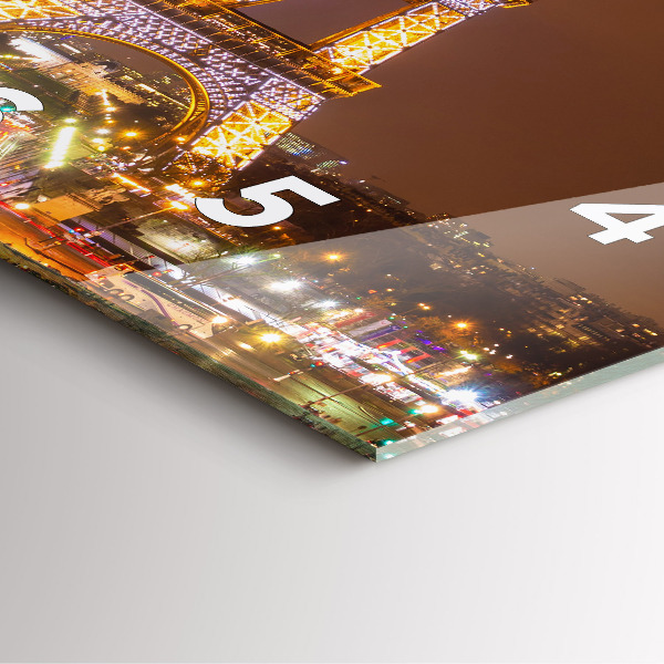 Zegar ścienny kwadratowy Oświetlona Wieża Eiffla