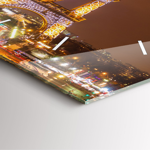 Zegar ścienny kwadratowy Oświetlona Wieża Eiffla