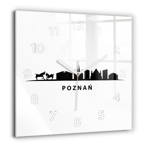 Zegar na ścianę kwadratowy Poznań panorama grafika