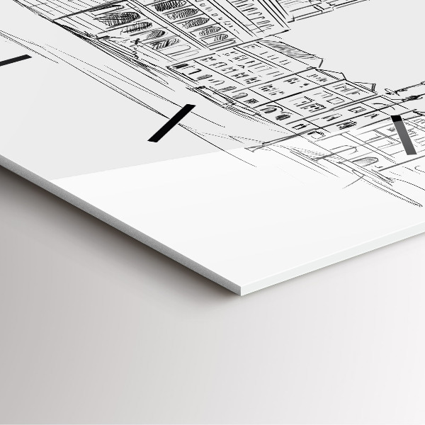 Zegar na ścianę kwadratowy Szkic starego miasta Poznań