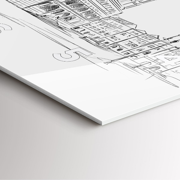 Zegar na ścianę kwadratowy Szkic starego miasta Poznań