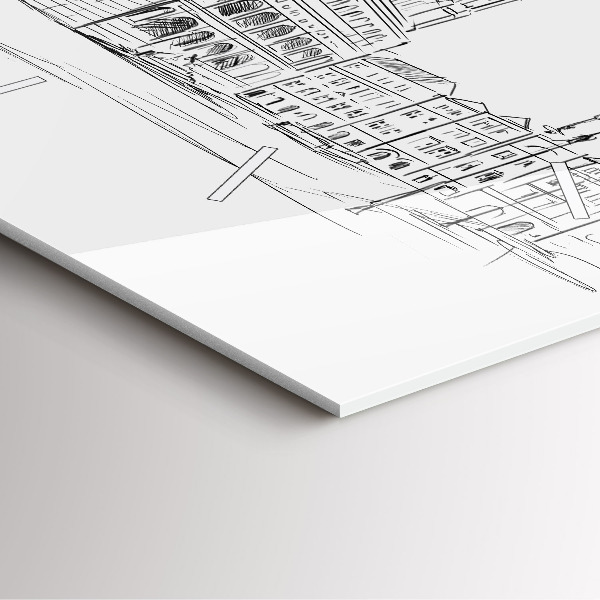 Zegar na ścianę kwadratowy Szkic starego miasta Poznań