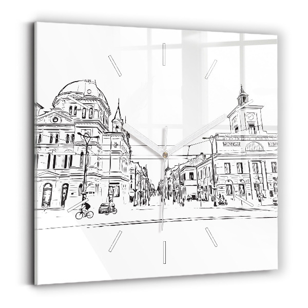 Zegar na ścianę kwadratowy Ilustracja miasta Poznań