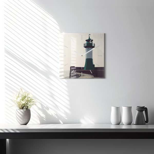 Zegar ścienny kwadratowy Latarnia morska i morze