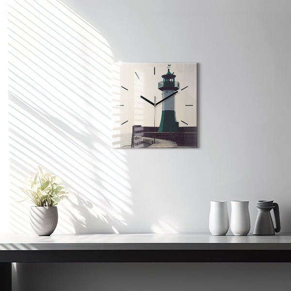 Zegar ścienny kwadratowy Latarnia morska i morze