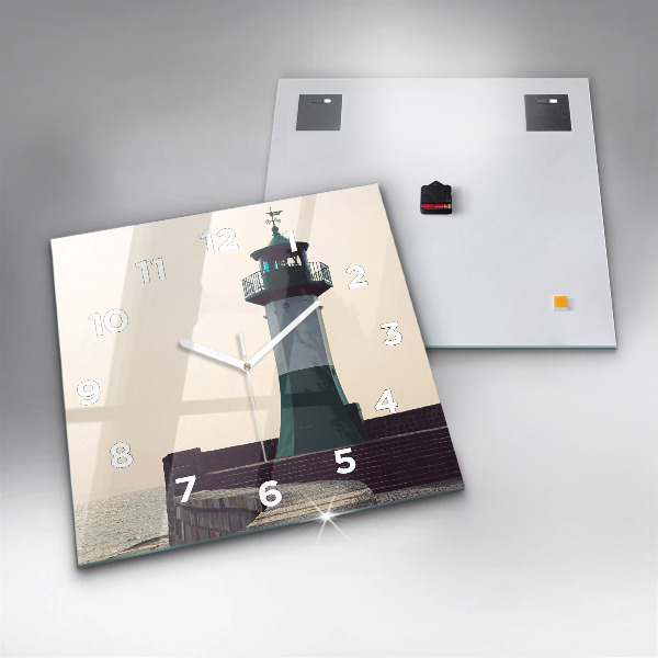 Zegar ścienny kwadratowy Latarnia morska i morze