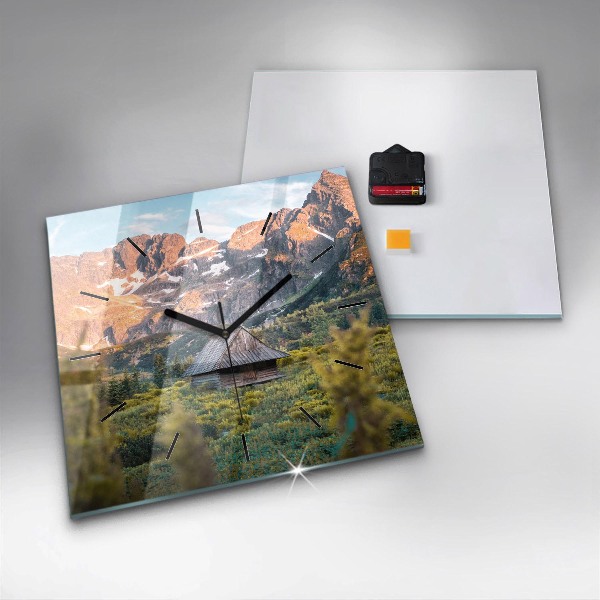 Zegar ścienny kwadratowy Domek w Tatrach