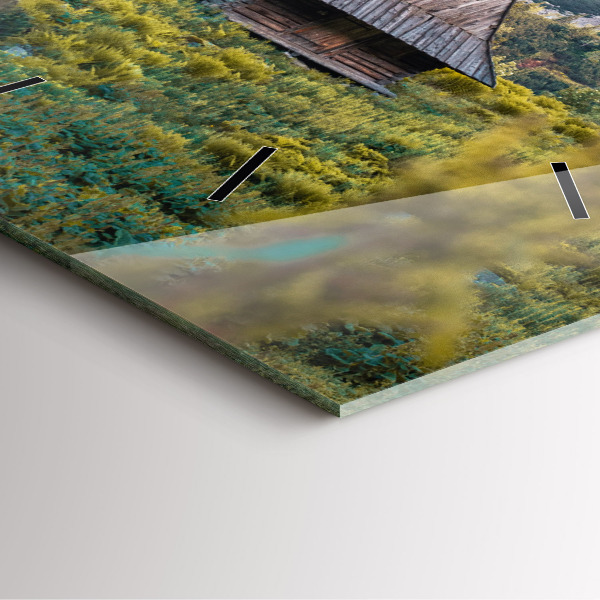 Zegar ścienny kwadratowy Domek w Tatrach