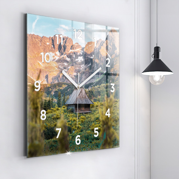 Zegar ścienny kwadratowy Domek w Tatrach