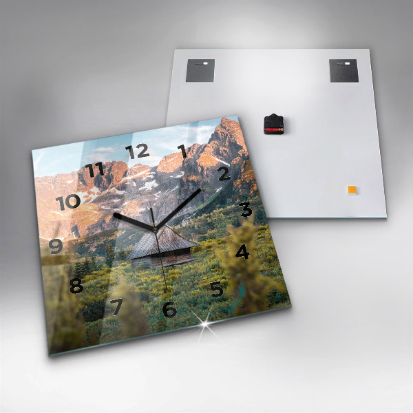 Zegar ścienny kwadratowy Domek w Tatrach