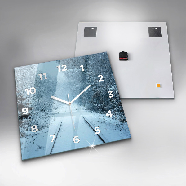 Zegar ścienny kwadratowy Sarny na torach