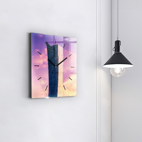 Zegar ścienny kwadratowy Drapacz chmur w Warszawie