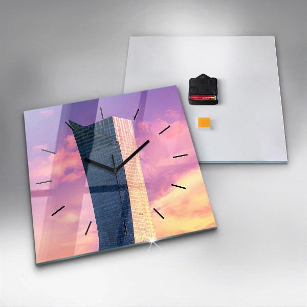 Zegar ścienny kwadratowy Drapacz chmur w Warszawie