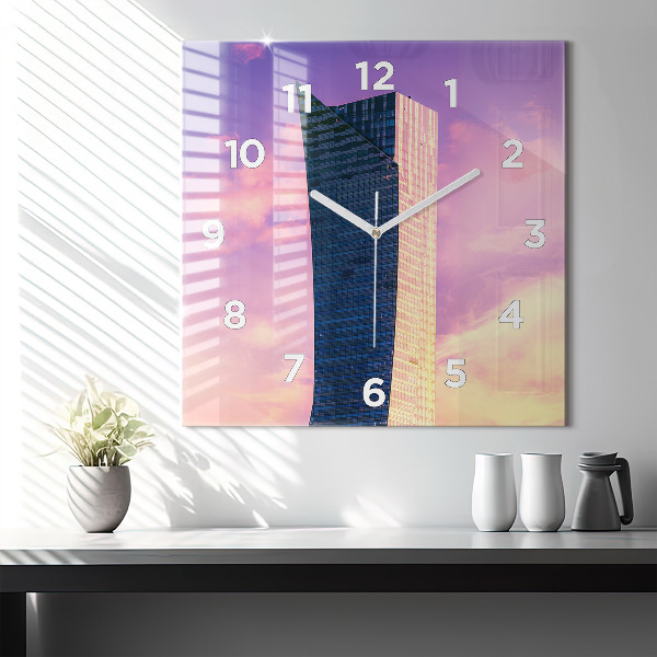 Zegar ścienny kwadratowy Drapacz chmur w Warszawie