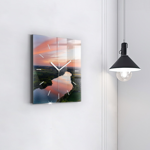 Zegar ścienny kwadratowy Widok na jezioro
