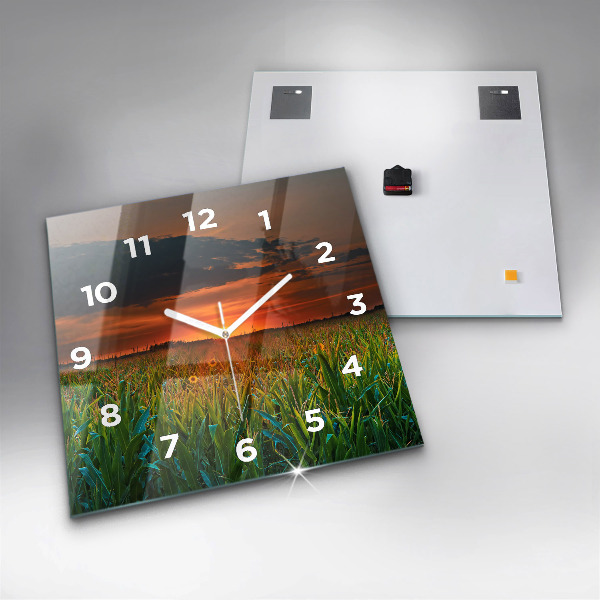 Zegar ścienny kwadratowy Słoneczniki na łące