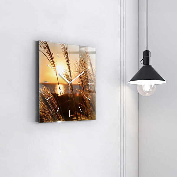 Zegar ścienny kwadratowy Pszenica w złotym słońcu